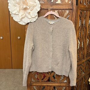 Boden Women's Light Beige Crewneck Button Cardigan